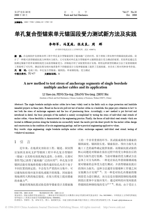 单孔复合型锚索单元锚固段受力测试新方法及实践