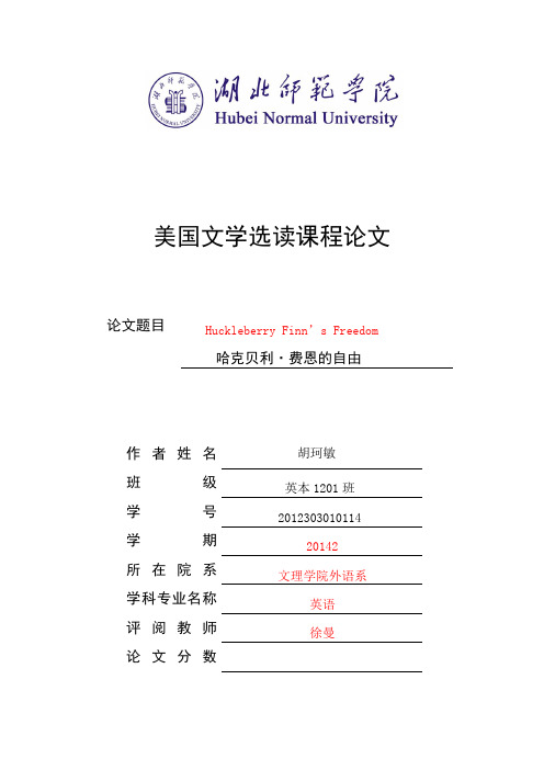 Huckleberry Finn's Freedom of Choice马克吐温《哈克贝利·费恩历险记》