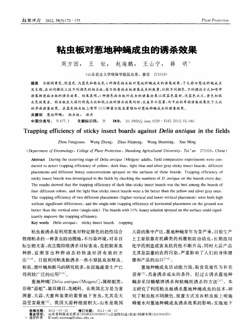粘虫板对葱地种蝇成虫的诱杀效果