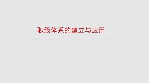 职级体系的建立与应用