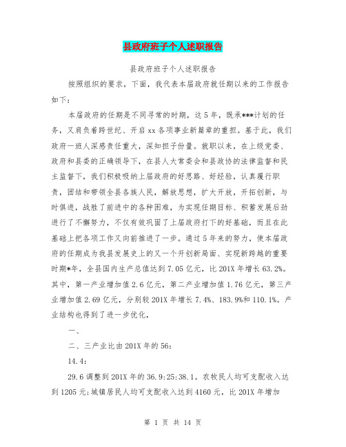 县政府班子个人述职报告