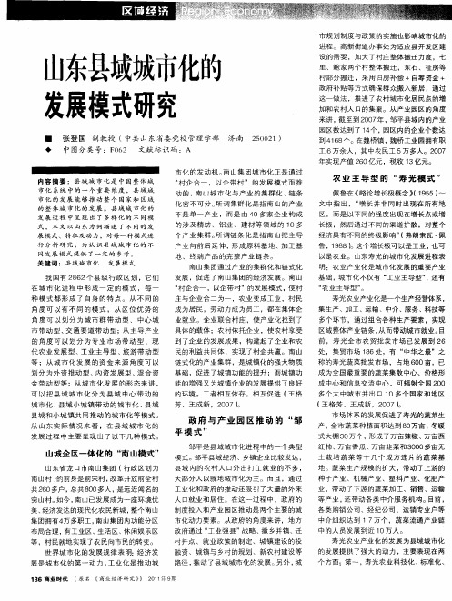 山东县域城市化的发展模式研究
