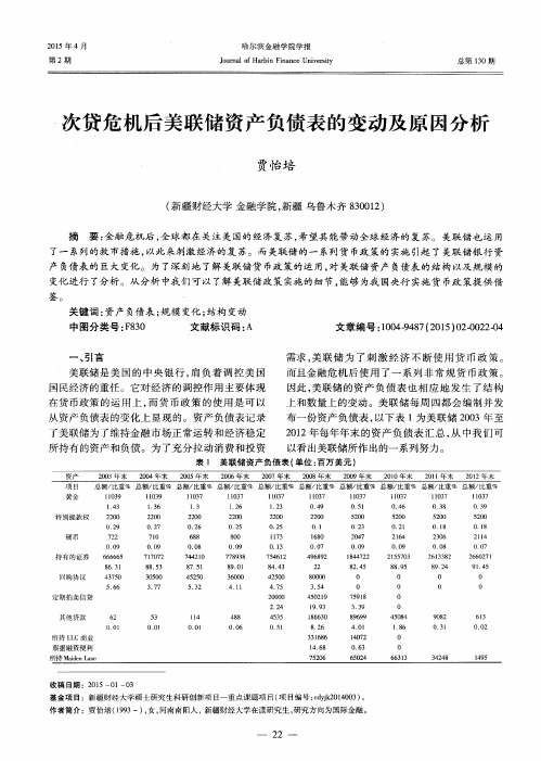 次贷危机后美联储资产负债表的变动及原因分析
