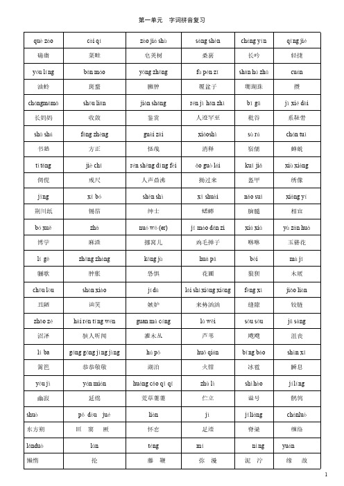 人教版语文七年级下第一.二单元__字词拼音复习及测试卷