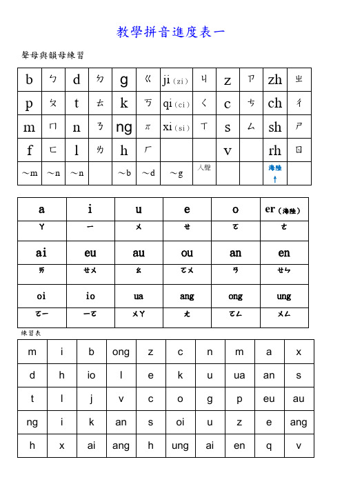 教学拼音进度表一