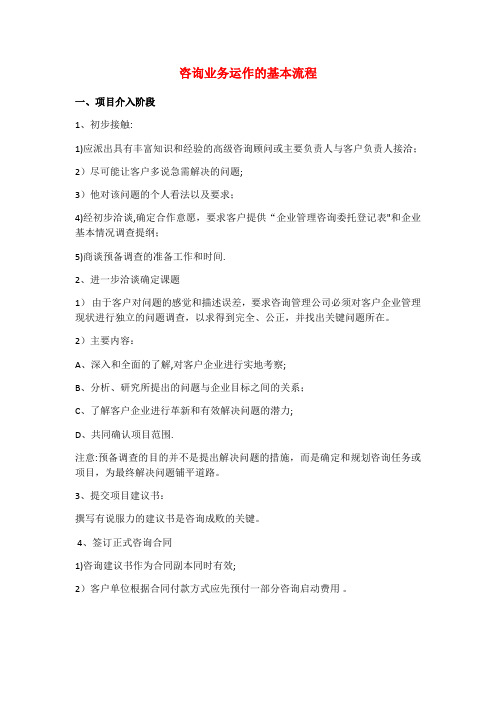 咨询业务运作的基本流程【范本模板】