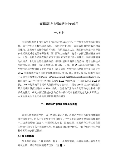 表面活性剂在蛋白给药中的应用
