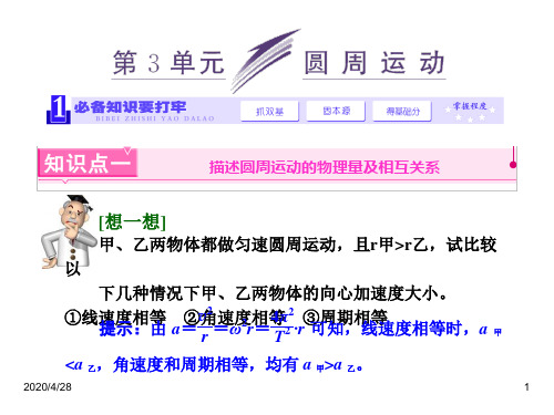 最新高考物理人教版一轮复习精品课件：4.3圆周运动