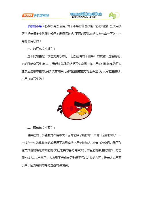 愤怒的小鸟2小鸟大全 有什么小鸟