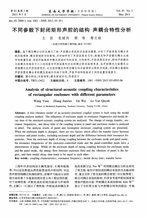 不同参数下封闭矩形声腔的结构-声耦合特性分析