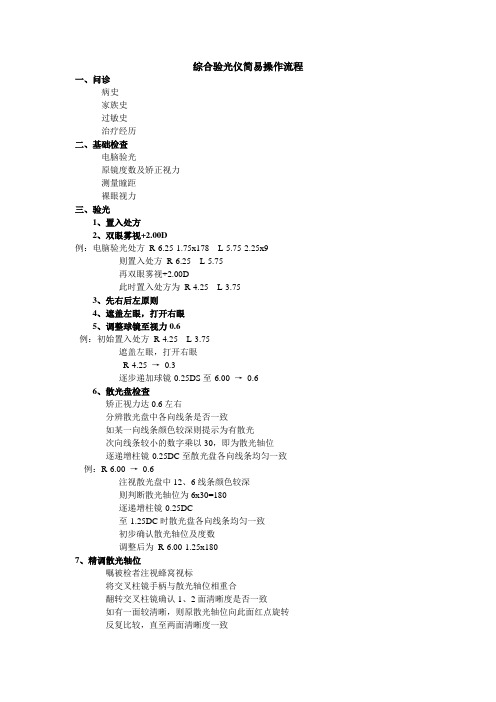 综合验光仪与MP训练系统简易操作流程