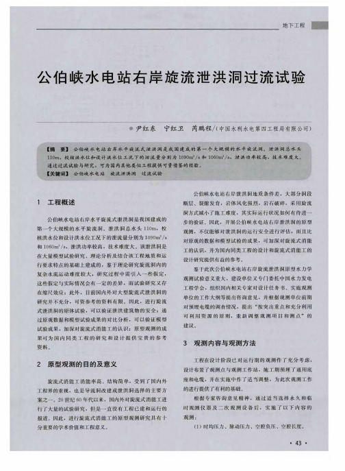 公伯峡水电站右岸旋流泄洪洞过流试验