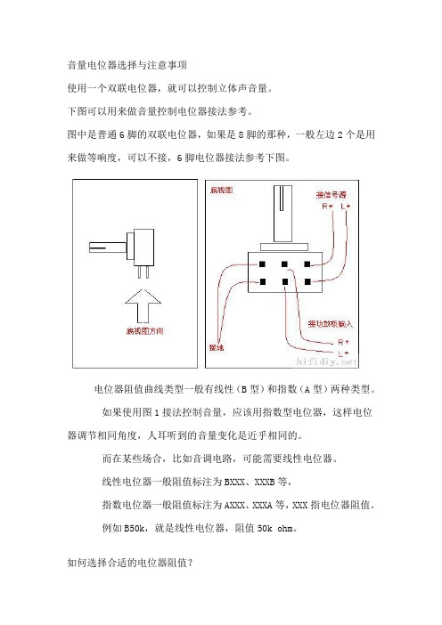 音量电位器选择与注意事项