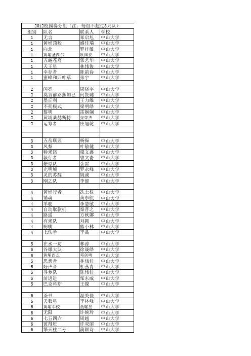 中大校园赛分组登记表11.16