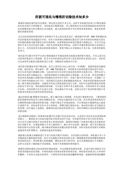 肝脏可视化与精准肝切除技术知多少