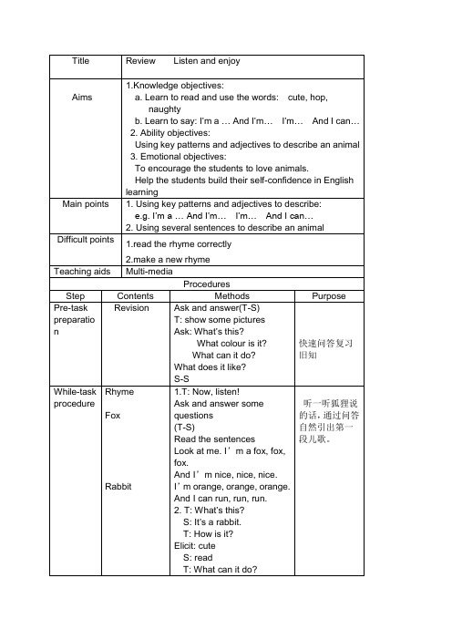 (新沪教牛津版)二年级英语上册《Module 4 Unit 2 第三课时》优质教案设计