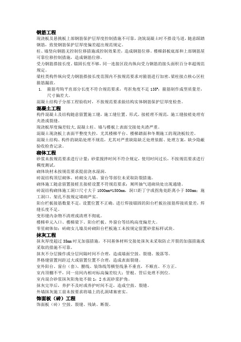常见质量问题警示条文