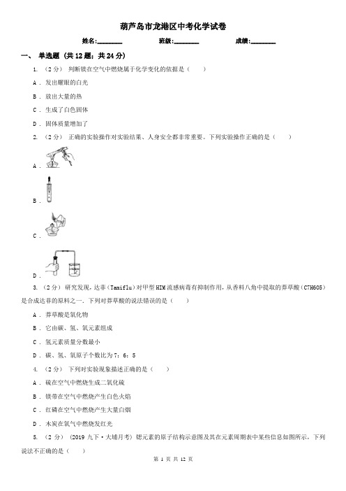 葫芦岛市龙港区中考化学试卷