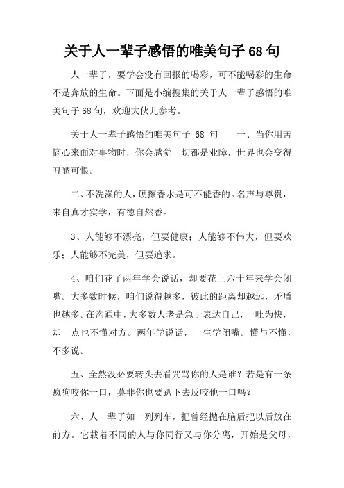 关于人一辈子感悟的唯美句子68句