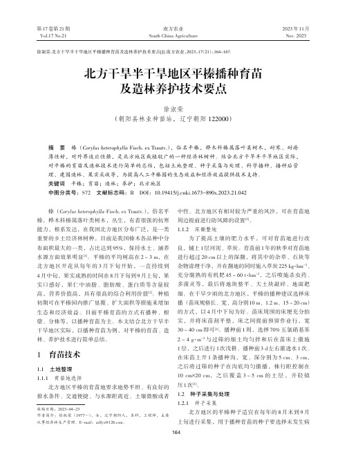 北方干旱半干旱地区平榛播种育苗及造林养护技术要点