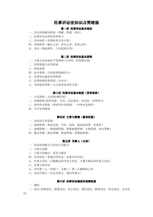 2017民诉知识点总结简洁版