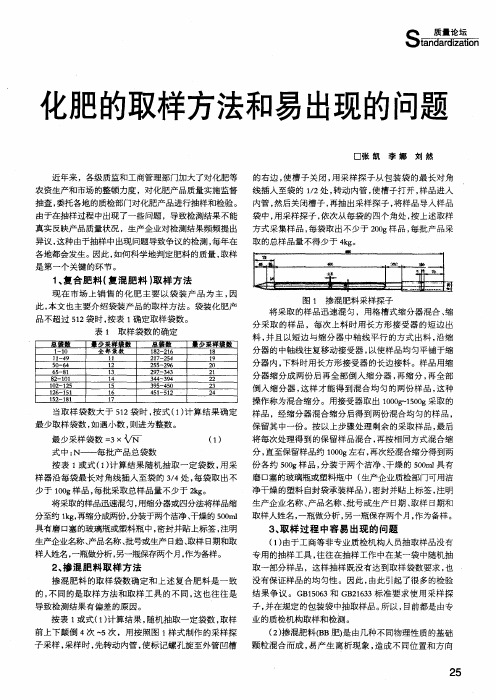 化肥的取样方法和易出现的问题