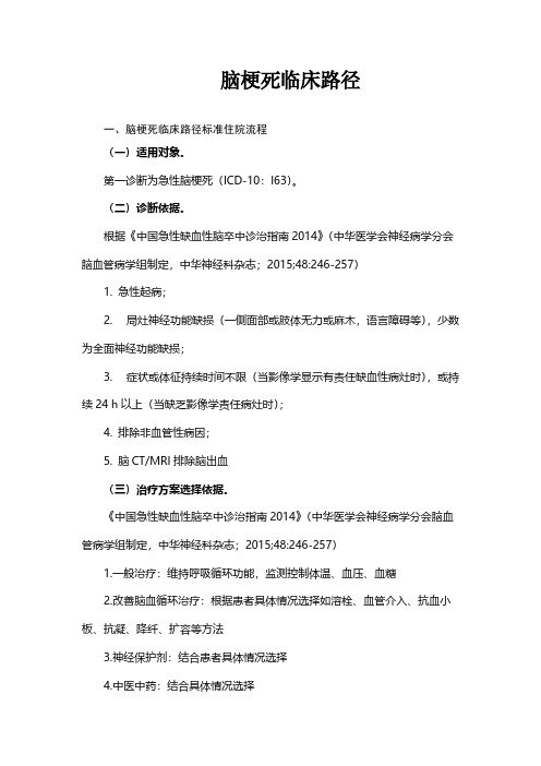 【VIP专享】脑梗死临床路径2016