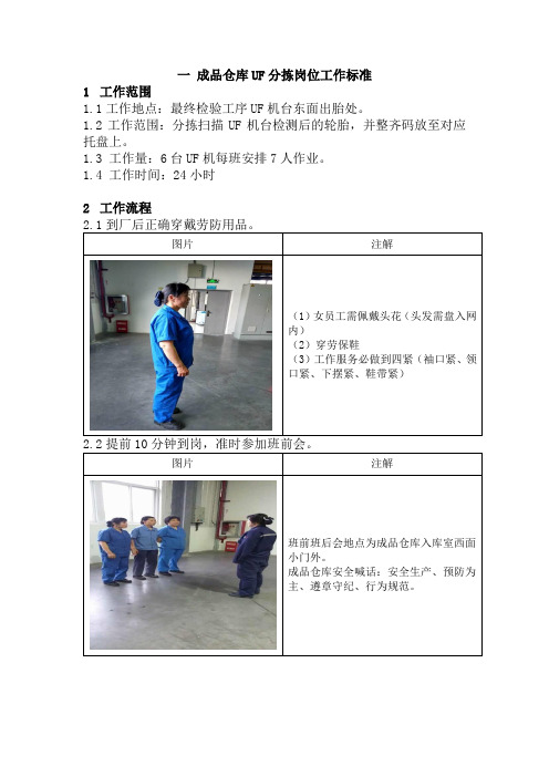 (分拣、割废胎、贴唛头)工作标准