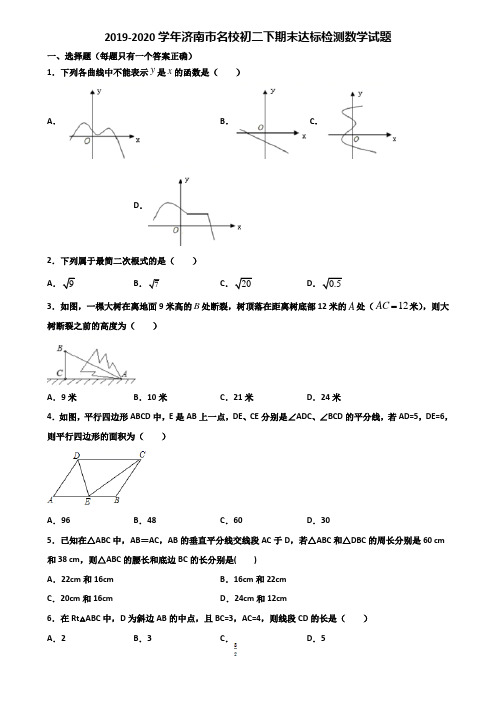 2019-2020学年济南市名校初二下期末达标检测数学试题含解析