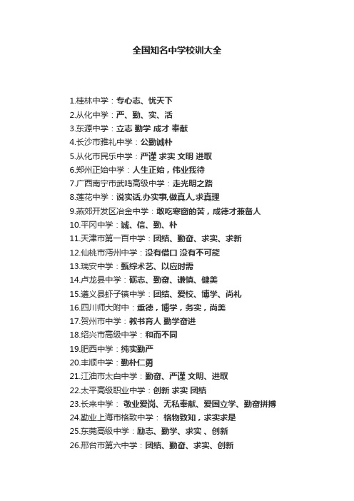 全国知名中学校训大全