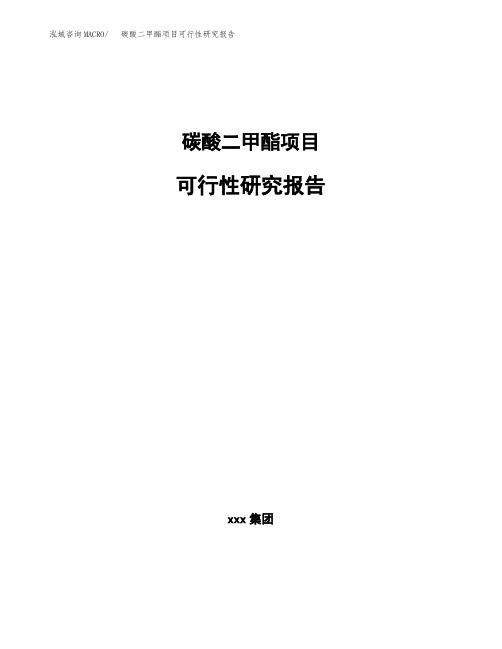 碳酸二甲酯项目可行性研究报告