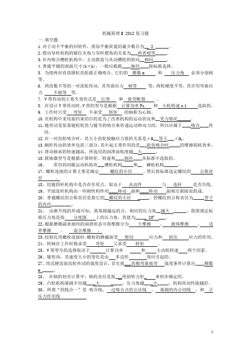 机械原理B 2012复习题