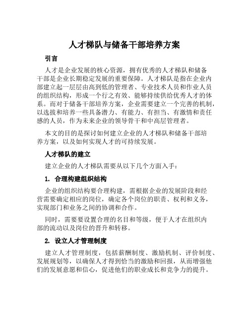 人才梯队与储备干部培养方案 (2)