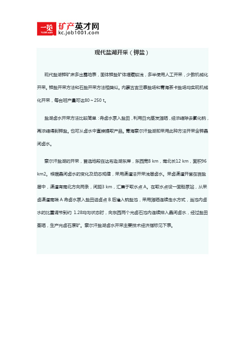 现代盐湖开采(钾盐)