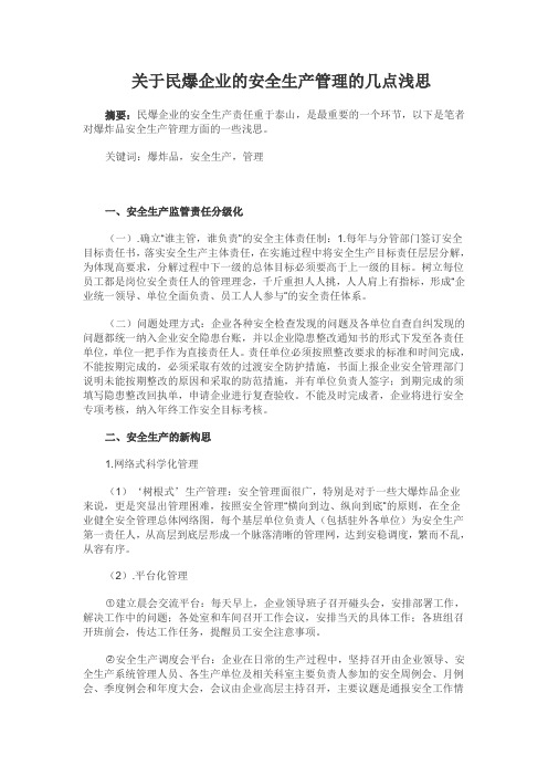 关于民爆企业的安全生产管理的几点浅思