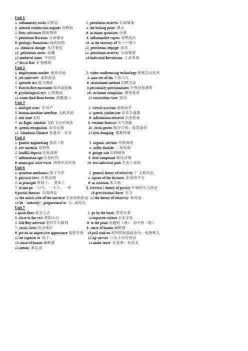 大学科技英语短语翻译