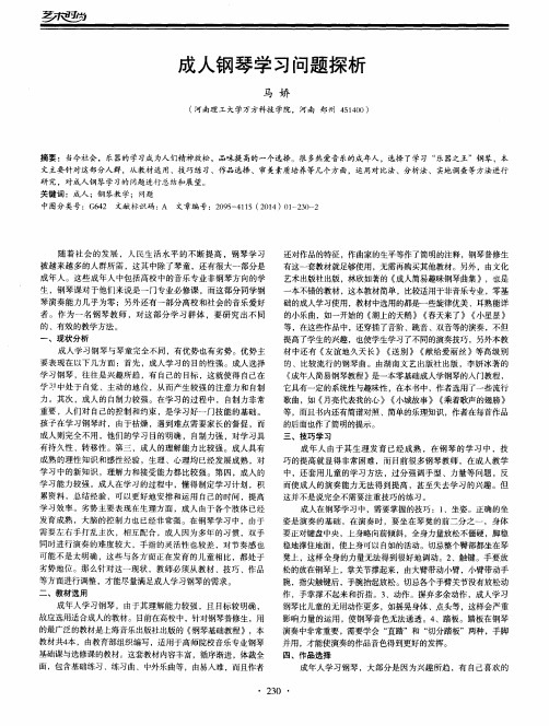 成人钢琴学习问题探析