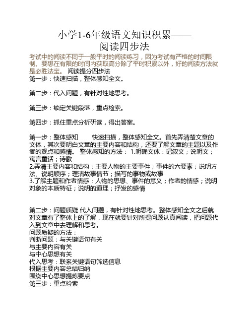 小学语文阅读四步法
