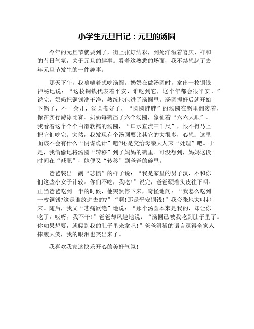 小学生元旦日记：元旦的汤圆