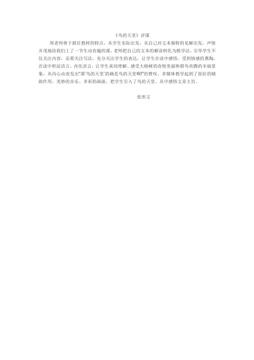鸟的天堂评课