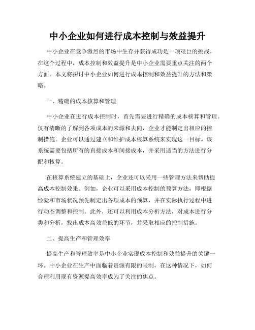 中小企业如何进行成本控制与效益提升