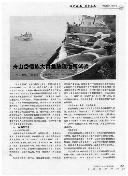 舟山岱衢族大黄鱼放流增殖试验
