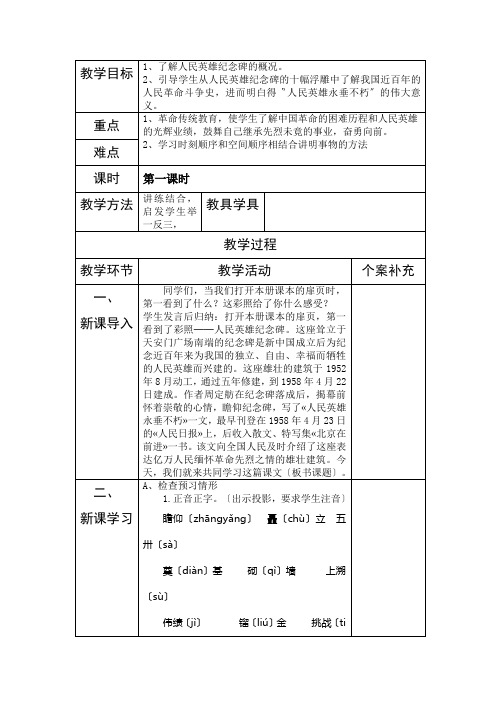 第10课《人民英雄永垂不朽》教案(苏教版初一下) (11)doc初中语文 (1)