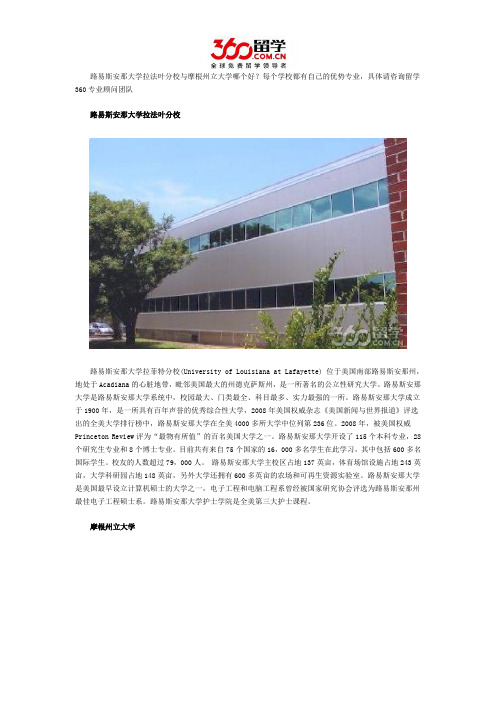 路易斯安那大学拉法叶分校与摩根州立大学哪个好