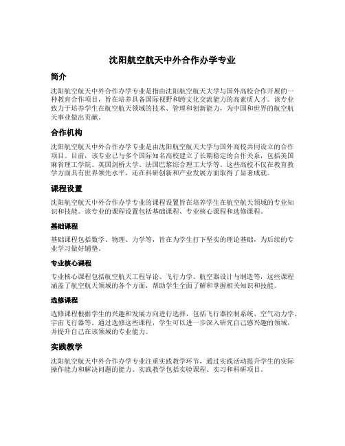 沈阳航空航天中外合作办学专业