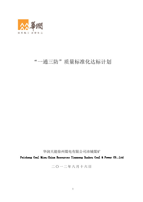 “一通三防”质量标准化达标计划