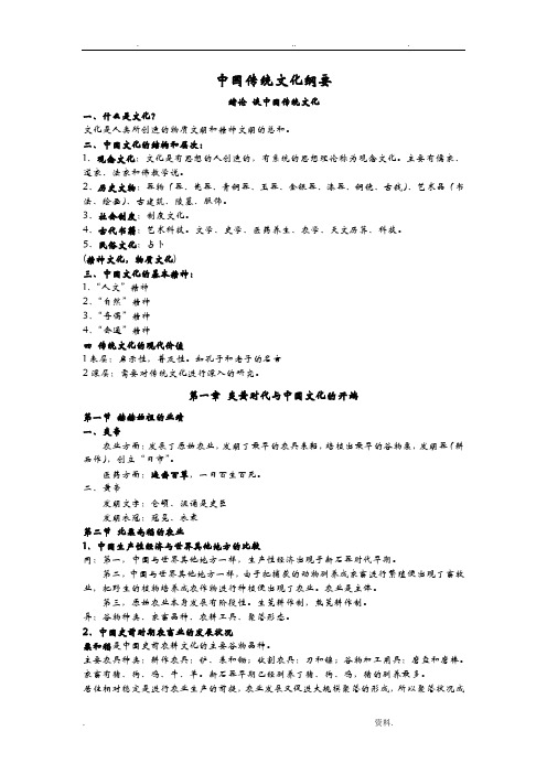 中国传统文化纲要复习内容