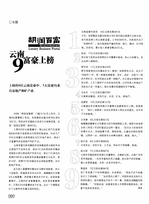 云南9富豪上榜