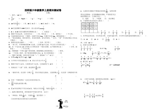 西师大版数学六年级上册期末测试卷-精编新版
