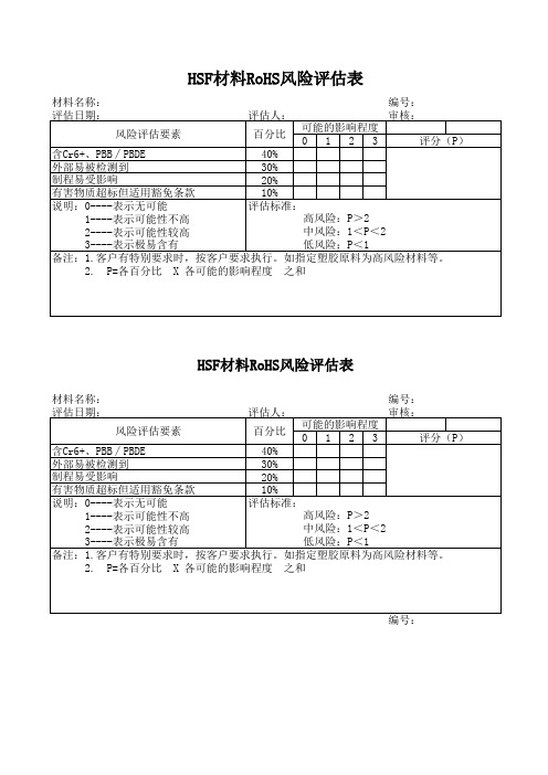 hsf材料rohs风险评估表